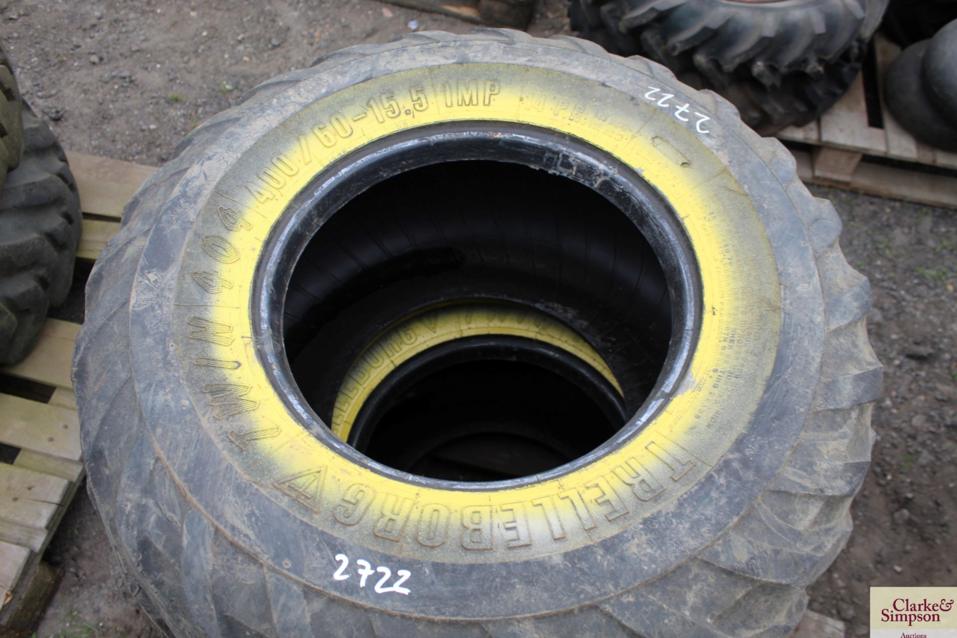Pair of 400/60R15.5 tyres. V - Image 2 of 2