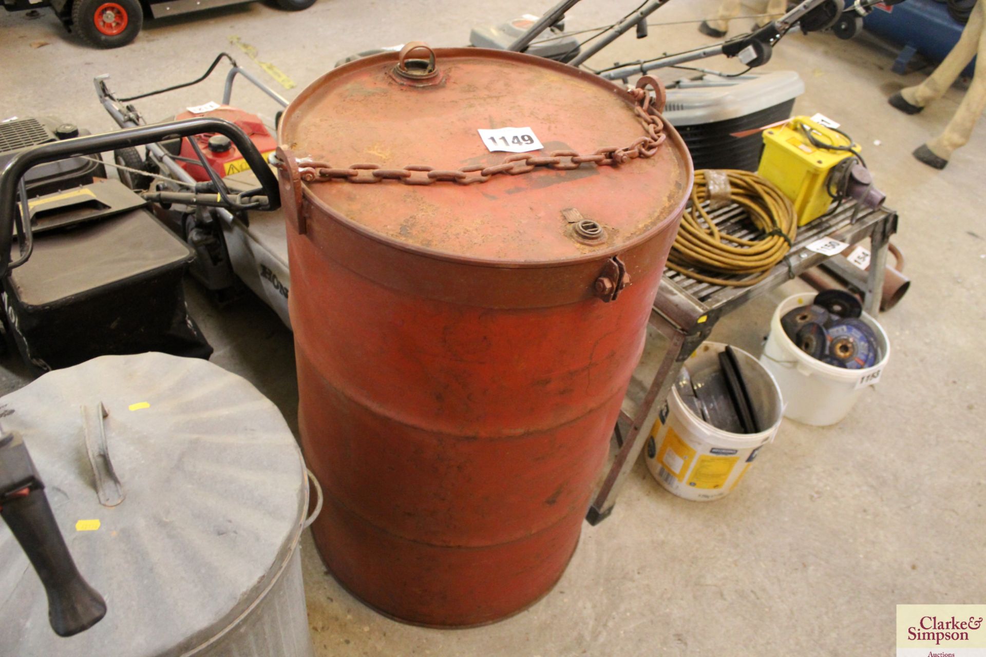 Drum with lifting chains. Previously used for refu