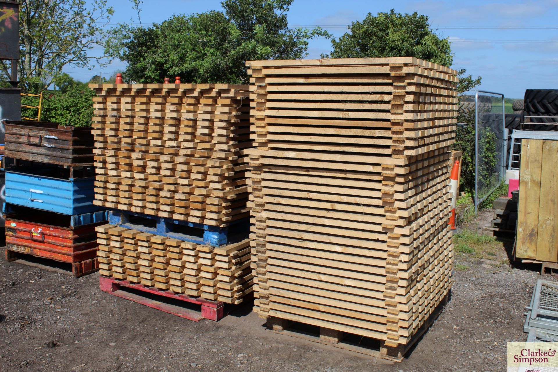 c.60x 1.3m x 1.1m wooden pallet racking shelves. V
