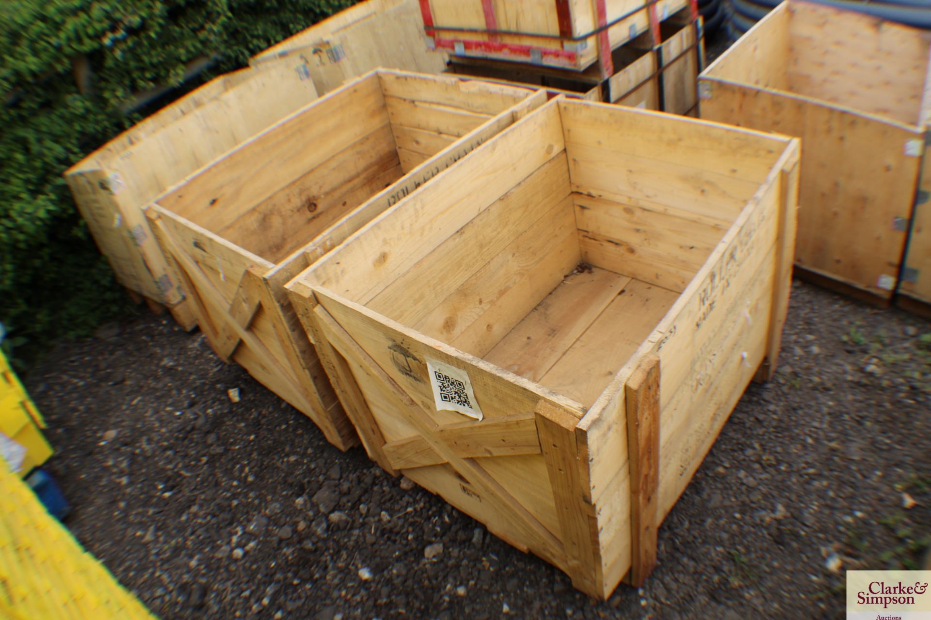 2x wooden pallet boxes.