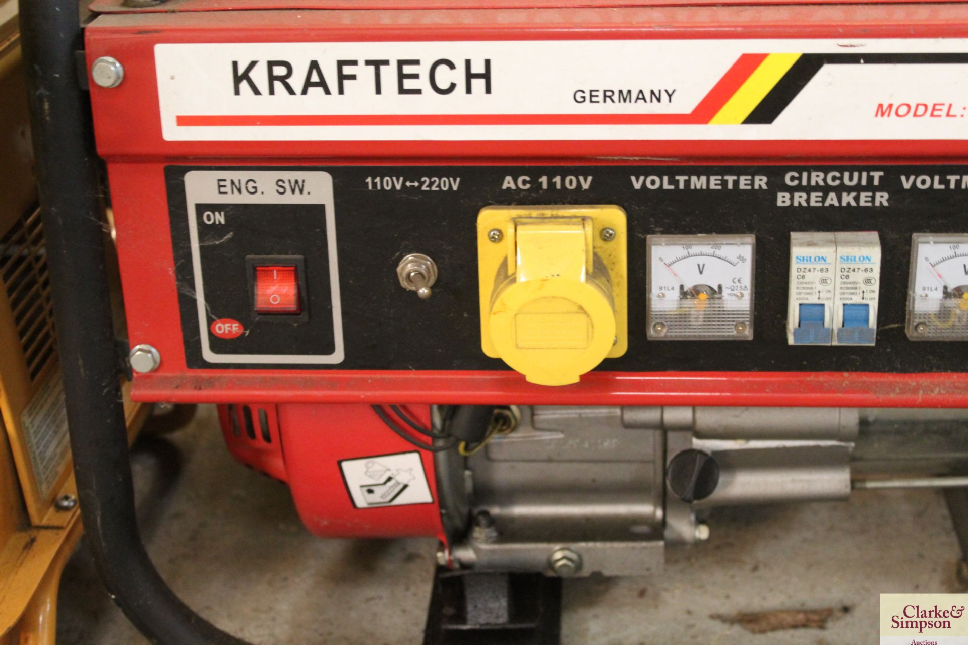 Kraftech KT6500C 6KVA generator. - Image 4 of 5