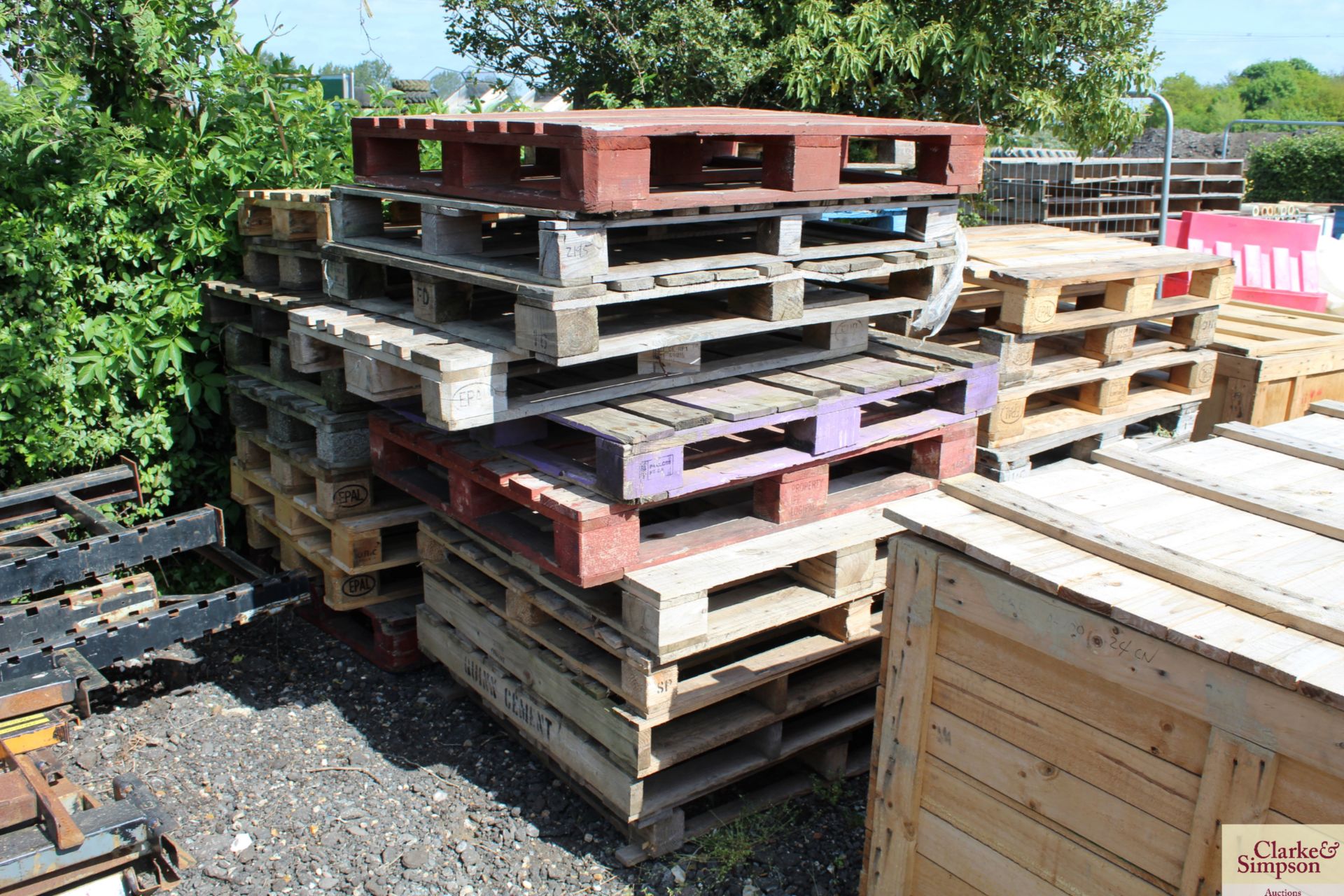 Large quantity of pallets.