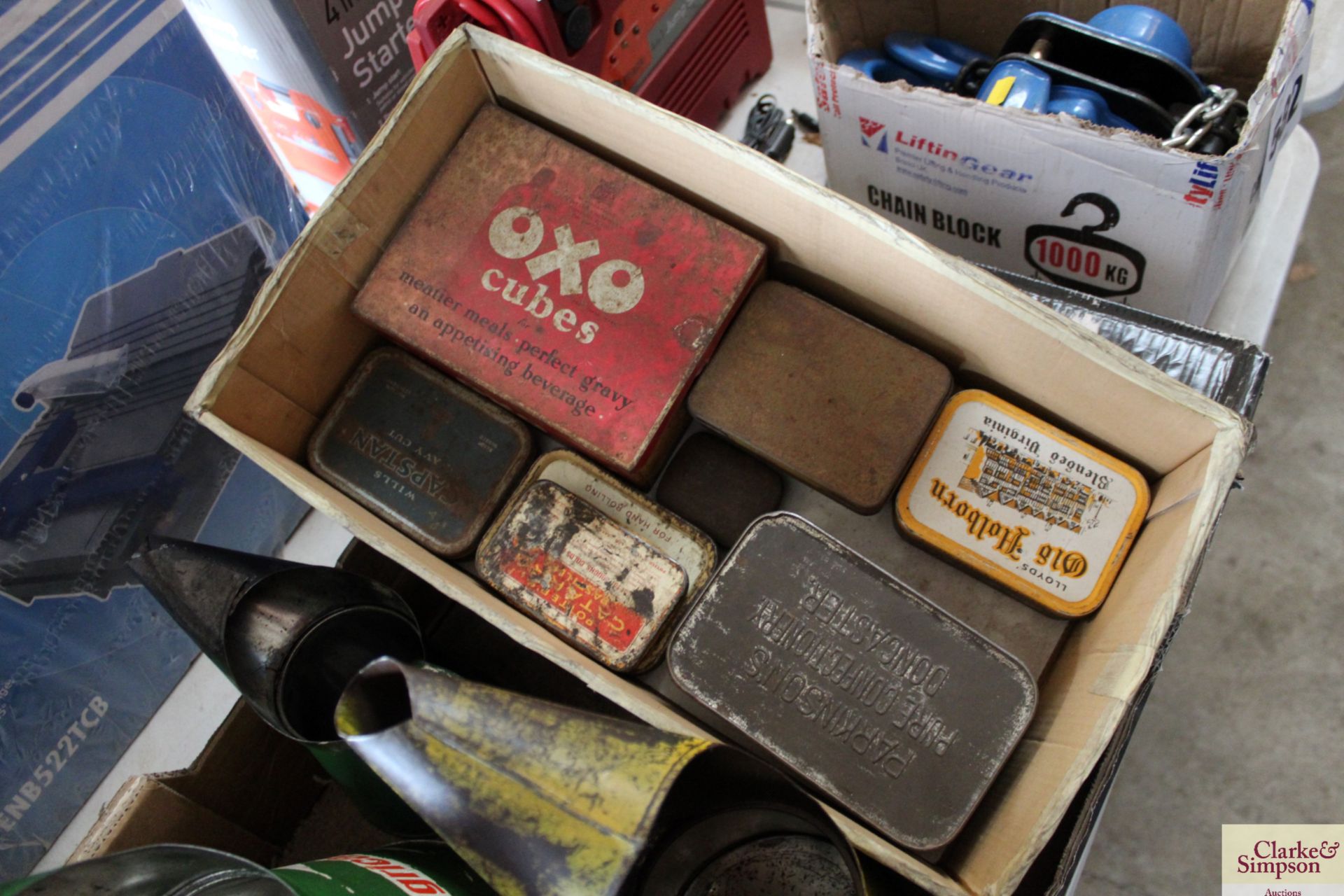 Various oil jugs and old tins. - Image 3 of 3