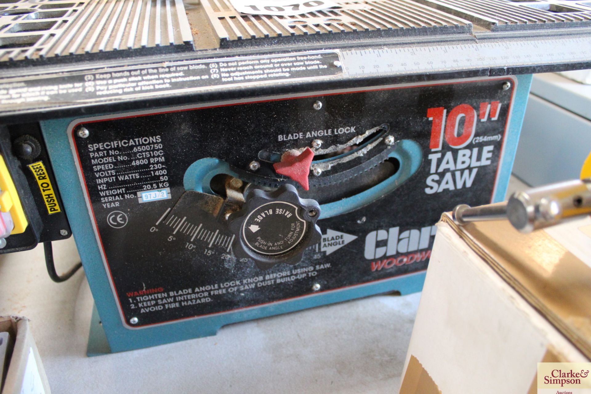 Clarke 10in table saw. V - Image 4 of 4