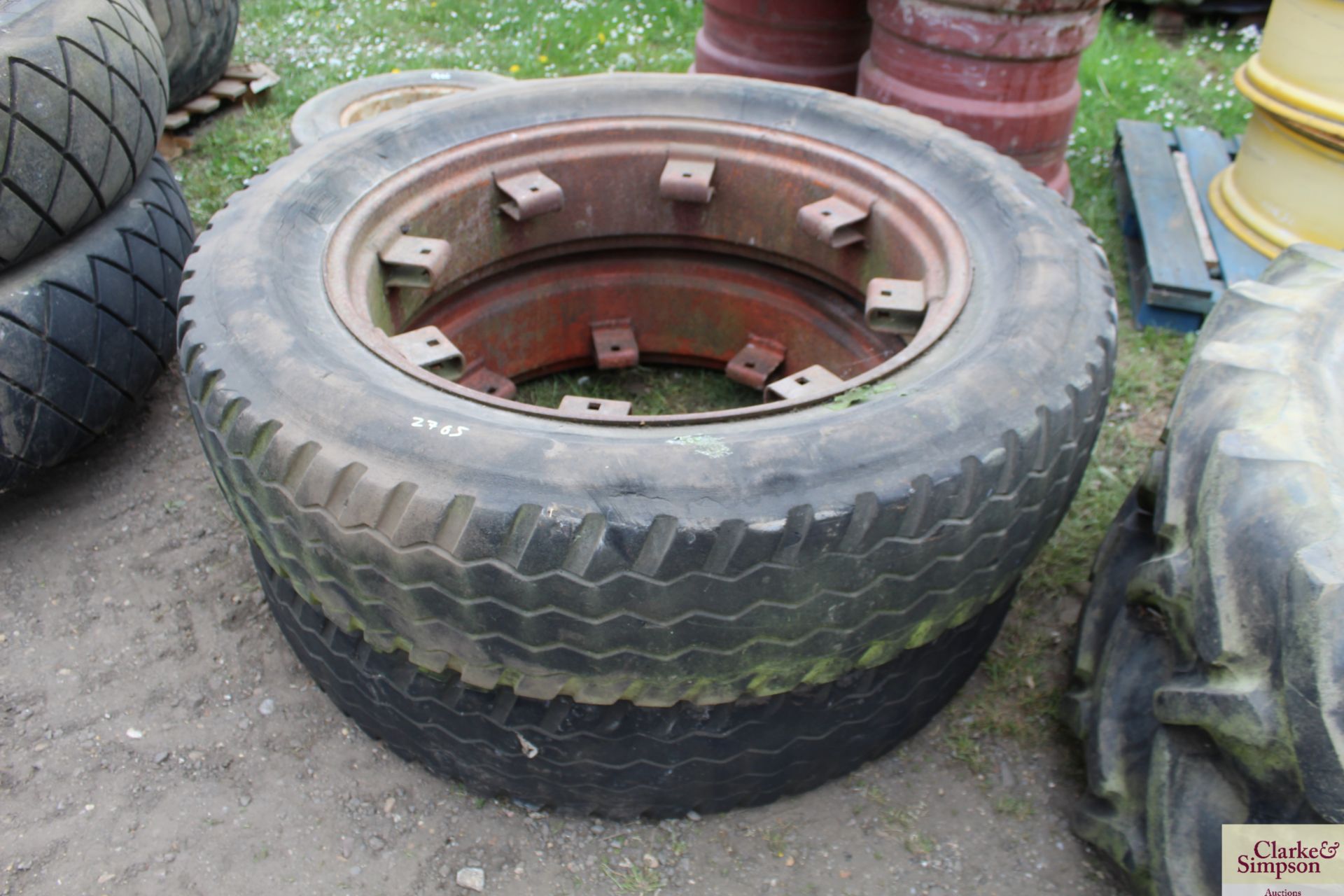 Pair of industrial rear wheels.