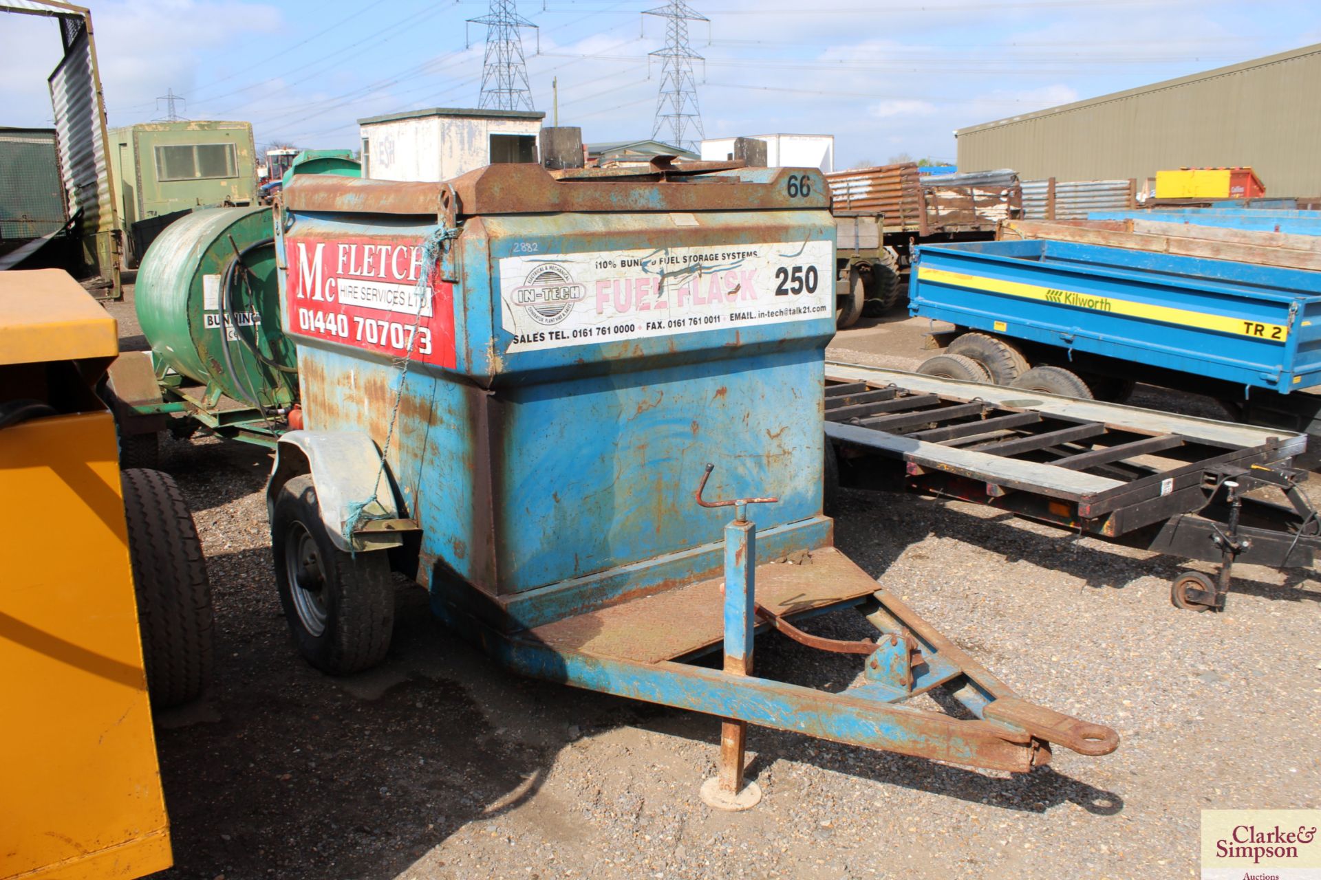 In-Tech Fuel Flask 250 single axle site tow bunded diesel bowser. 2000. With manual pump.