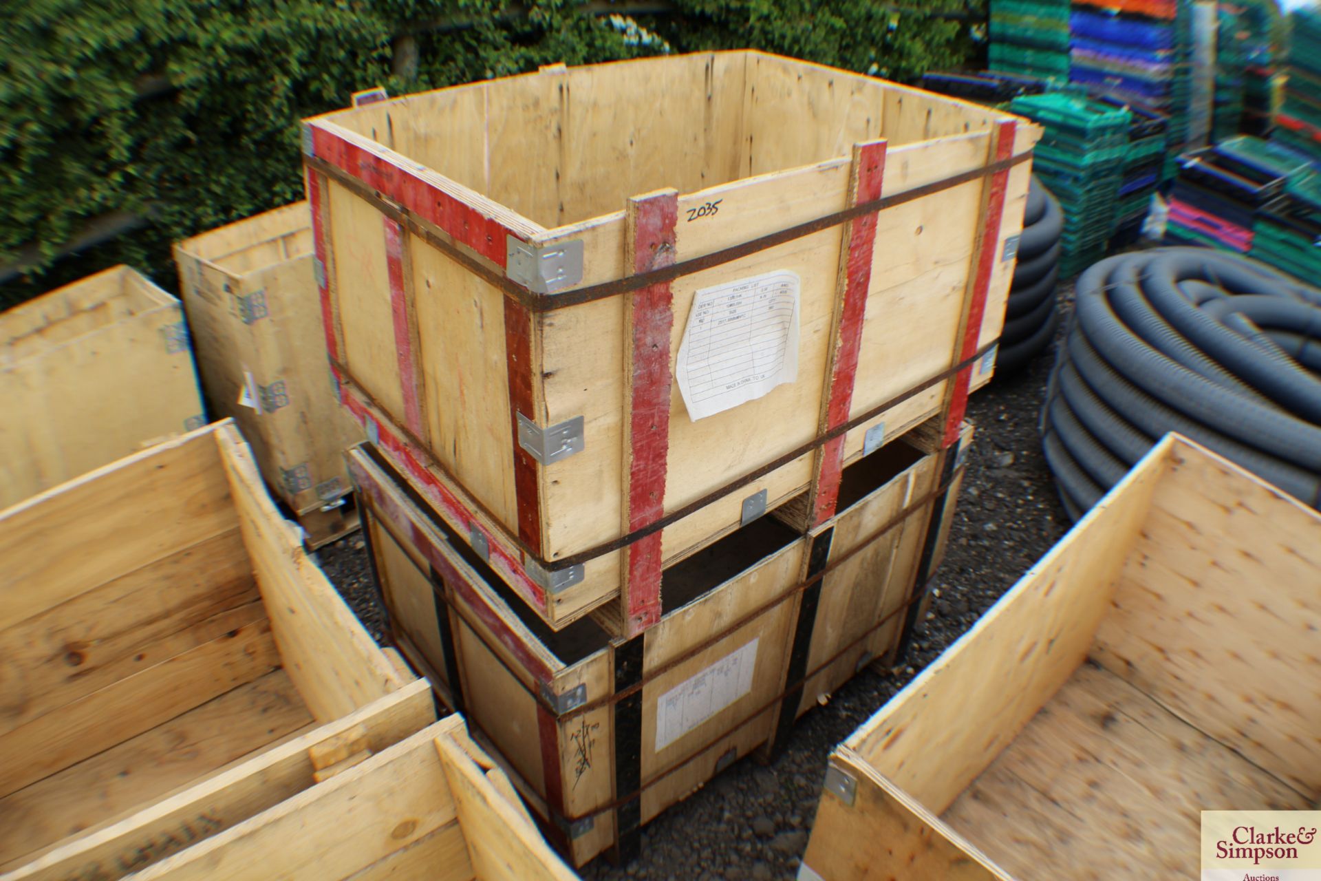 2x wooden pallet boxes.