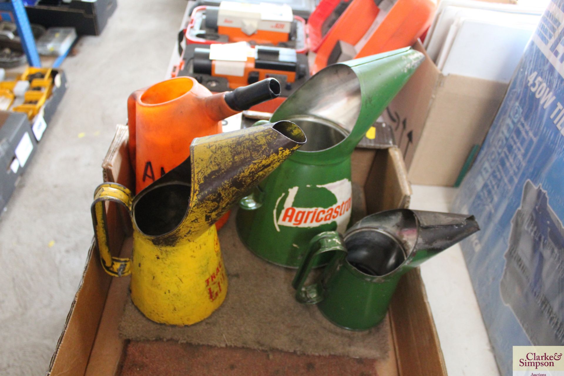 Various oil jugs and old tins. - Image 2 of 3