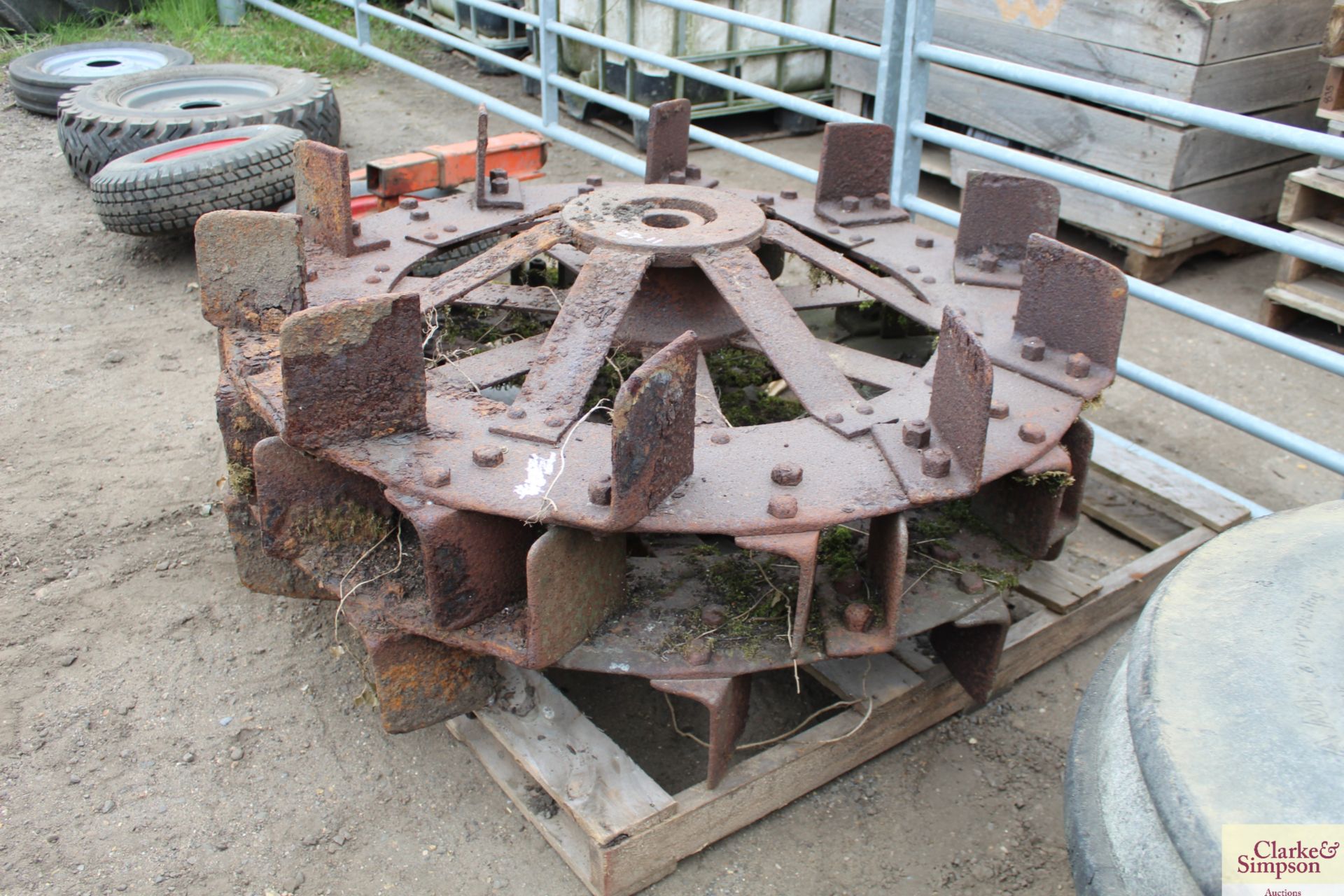 Pair of Fordson N steel wheels.