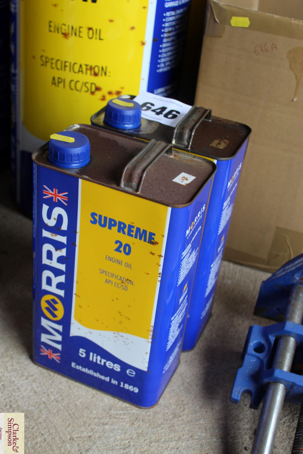 2x Morris 5L Supreme 20 engine oil. V