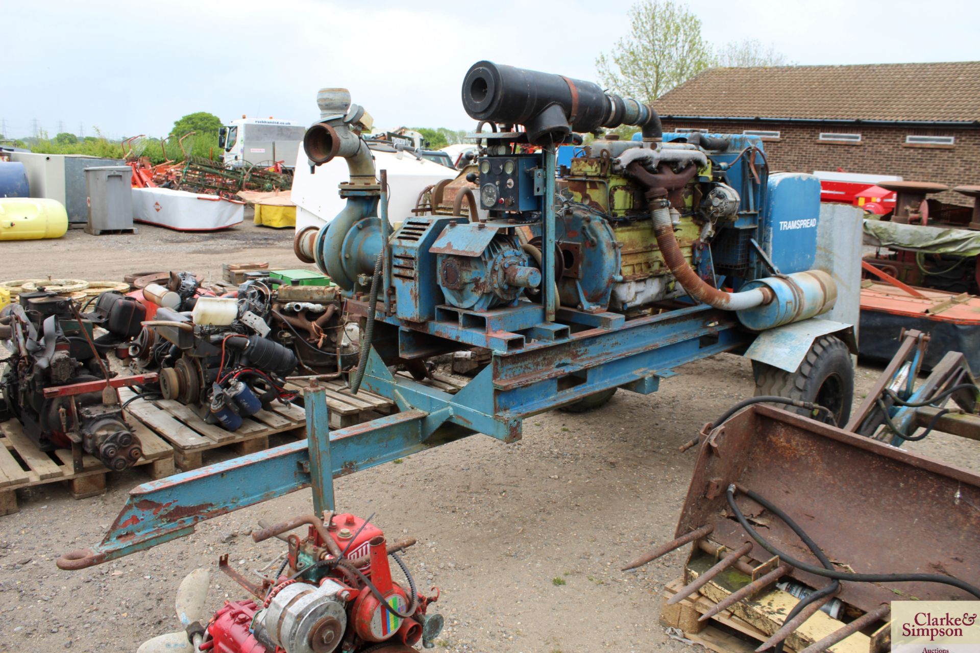 Slurry pump engine on wheeled skid unit. V - Image 6 of 10