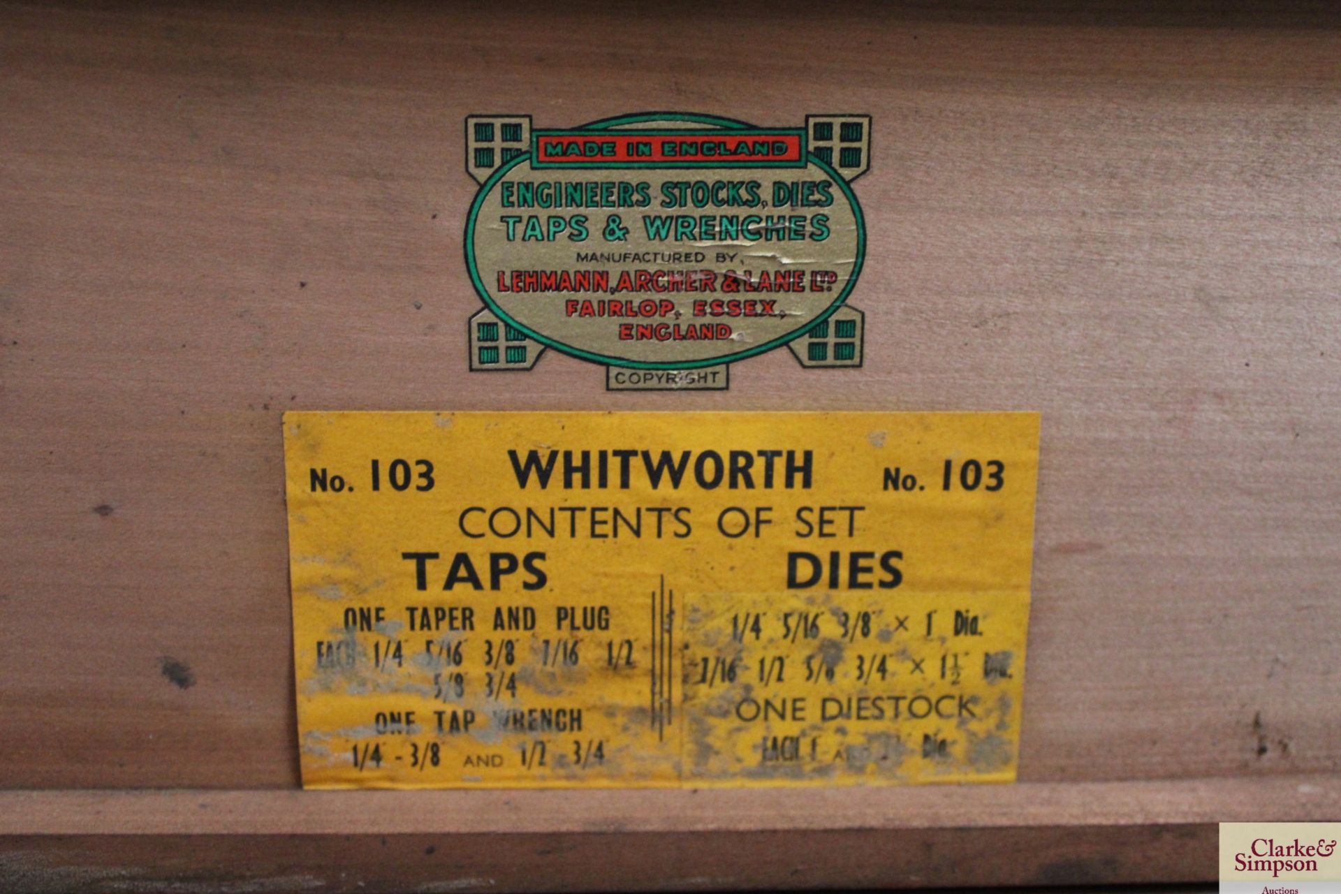 Whitworth tap and die set. - Image 3 of 3
