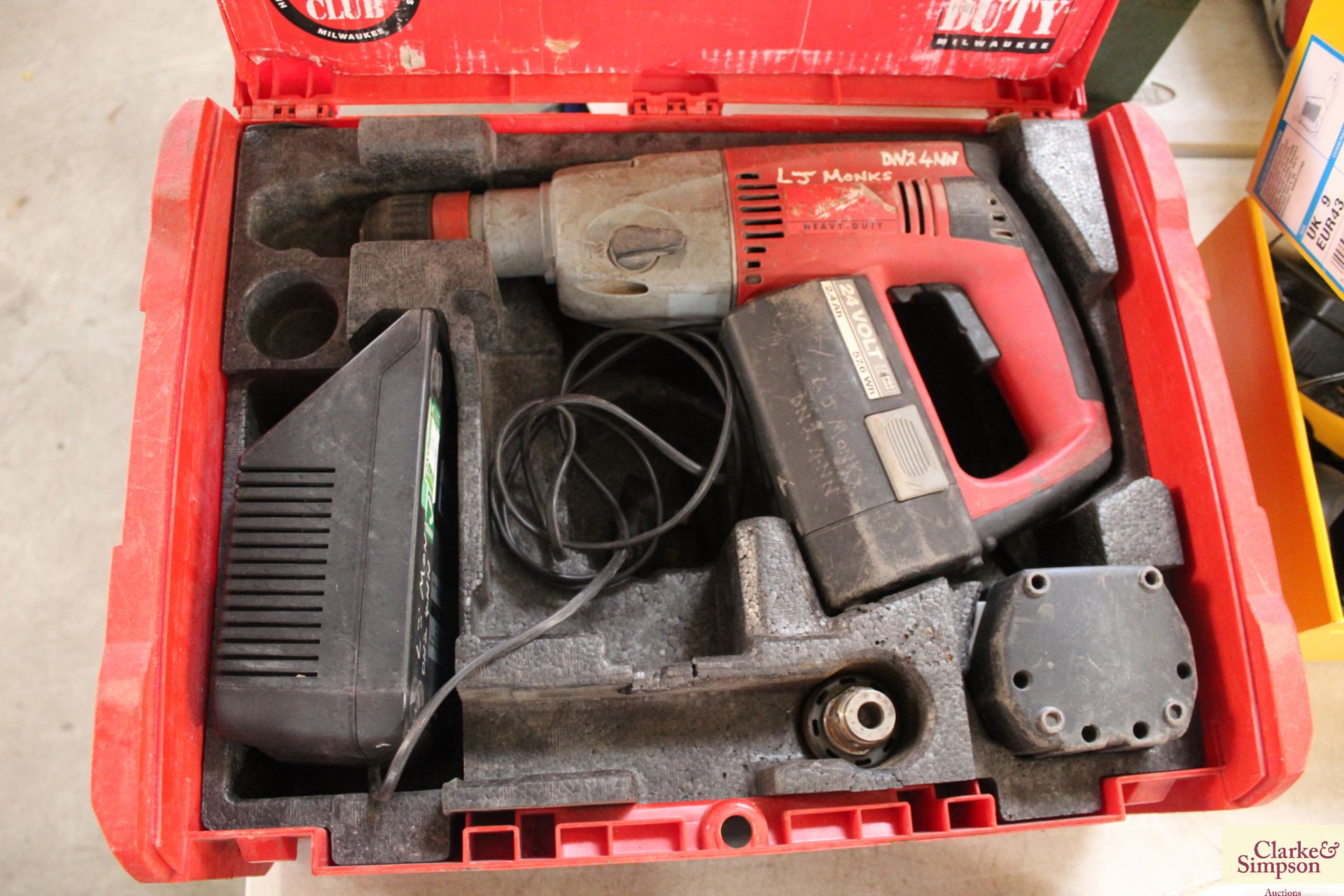 Milwaukee 24v cordless drill, 2x batteries and cha - Image 2 of 2