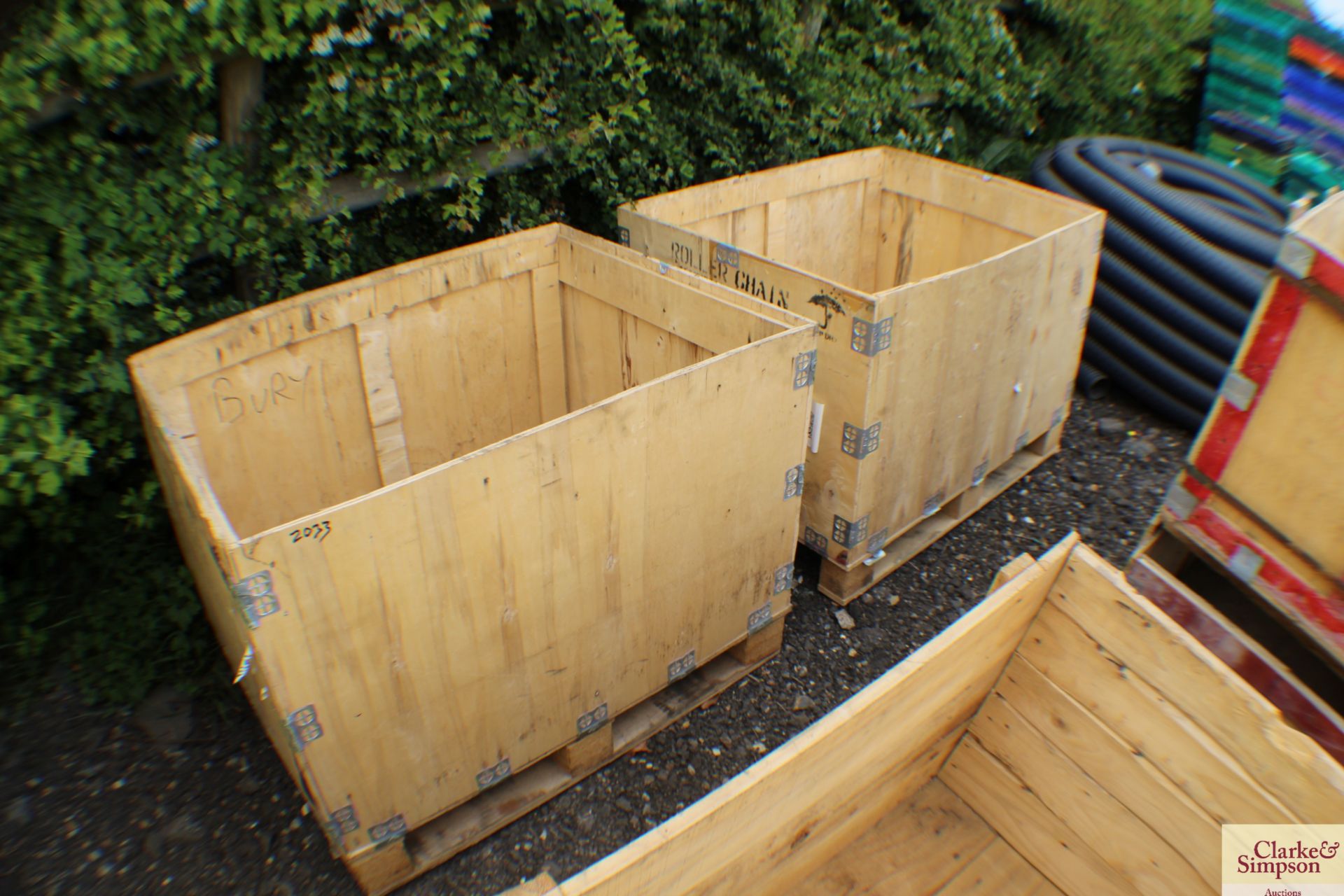 2x wooden pallet boxes.