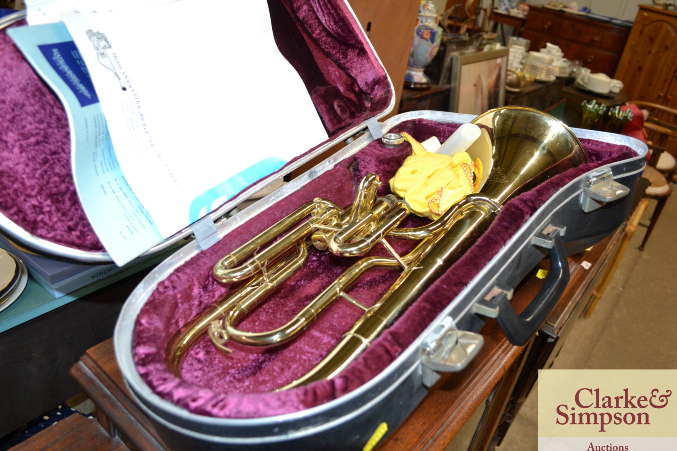 A Czechoslovakian made tenor horn in fitted case