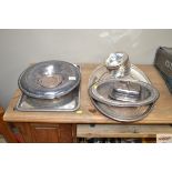 A quantity of Christofle silver plated trays and b