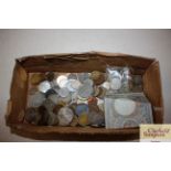 A box of miscellaneous coins