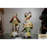 A pair of Capo di Monte porcelain figures Dancing Boy and Girl