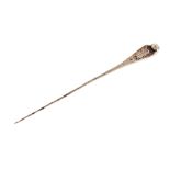 An unusual continental white metal bodkin needle, with ear wax scoop