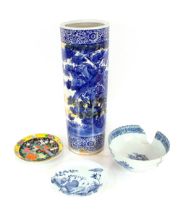 An 18th Century Chinese blue and white bowl, decorated with river and mountain scenes AF; an