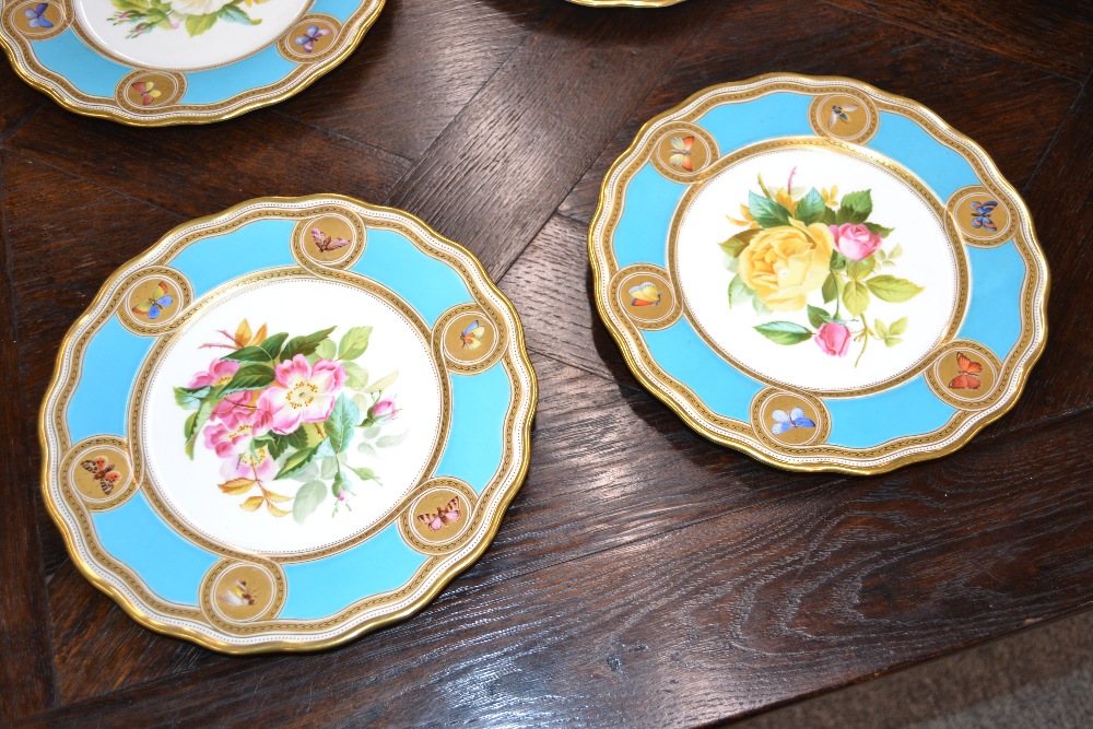 A 19th Century porcelain part dessert service, possibly by Minton, the central reserve decorated - Image 3 of 13