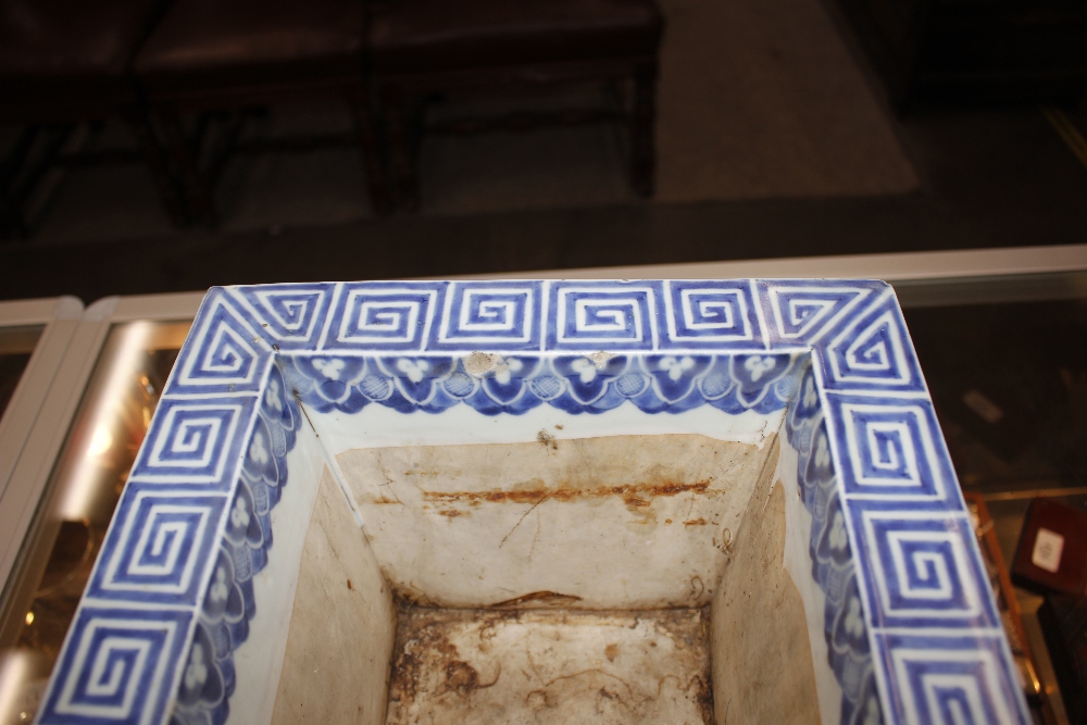 A large 19th Century Oriental blue and white rectangular cache pot, decorated with figures, - Image 3 of 17