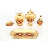 Five pieces of Aysnley "Orchard Gold" pattern china