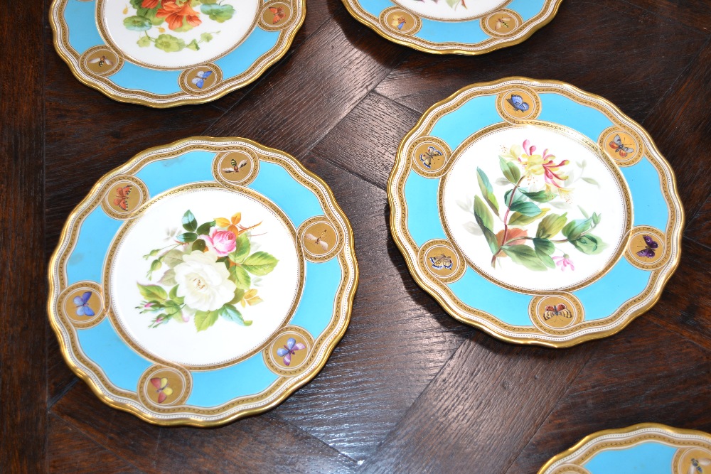 A 19th Century porcelain part dessert service, possibly by Minton, the central reserve decorated - Image 4 of 13