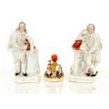 A Staffordshire figure, of Shakespeare, 28cm high; another of Milton; and a small Staffordshire