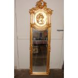 A pair of Art Nouveau style gilt wood pier mirrors, 179cm high x 53cm wide