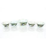 Five various late 19th / early 20th Century Chinese porcelain bowls, boldly painted with hens and an