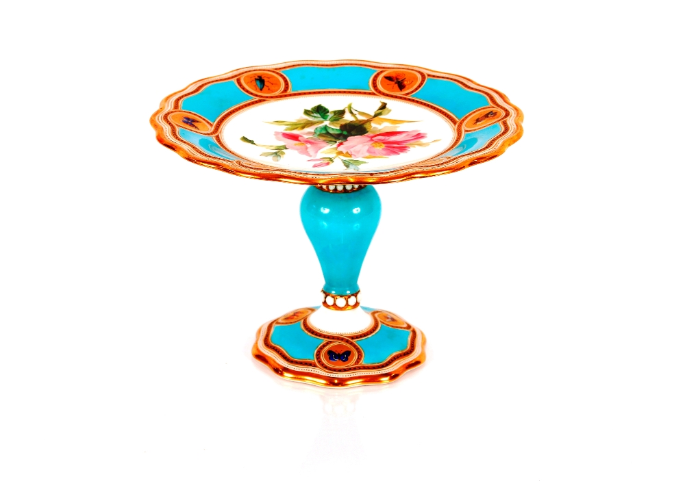 A 19th Century porcelain part dessert service, possibly by Minton, the central reserve decorated - Image 2 of 13