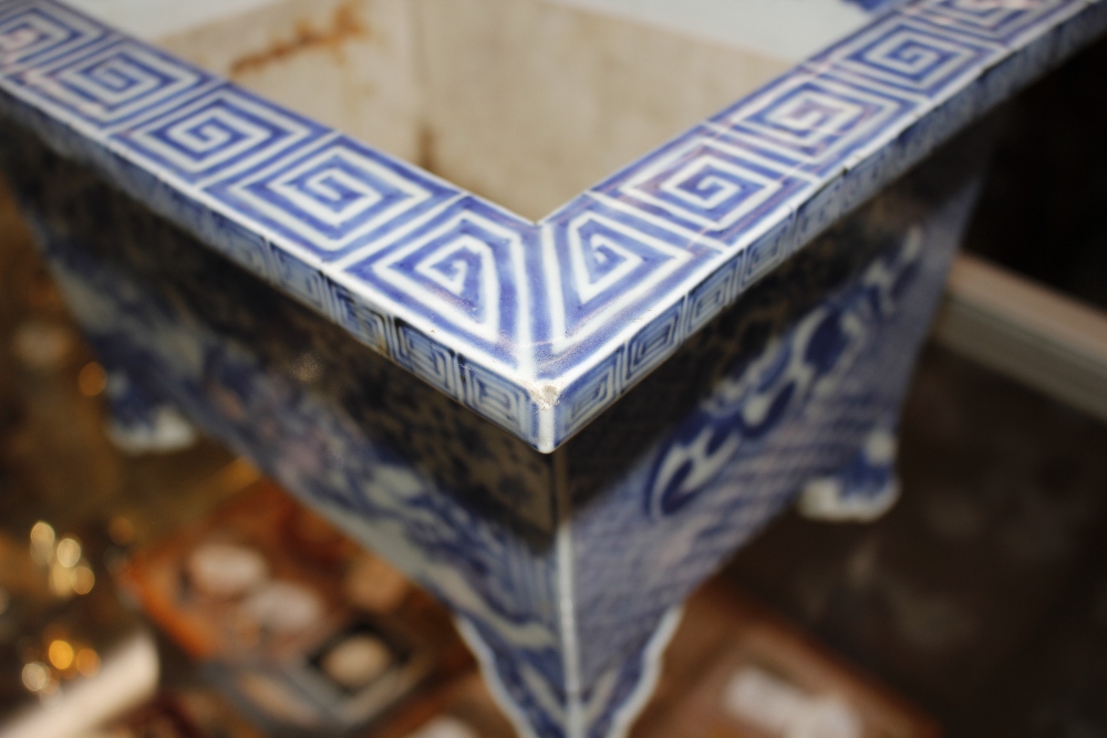 A large 19th Century Oriental blue and white rectangular cache pot, decorated with figures, - Image 7 of 17