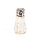 A cut glass and silver mounted scent bottle, Chester 1895, 12.5cm