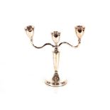 A modern silver three light candelabra, Birmingham 1974, 22cm high