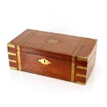 A 19th Century mahogany and brass inlaid writing box, 50cm wide