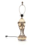 An alabaster and metal mounted table lamp, of candlestick shape, 74cm high overall