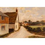 C Adams, study of a village scene, oil on canvas, signed and dated 1913, 45cm x 65cm