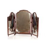 A mahogany triple dressing table mirror, 64cm high overall