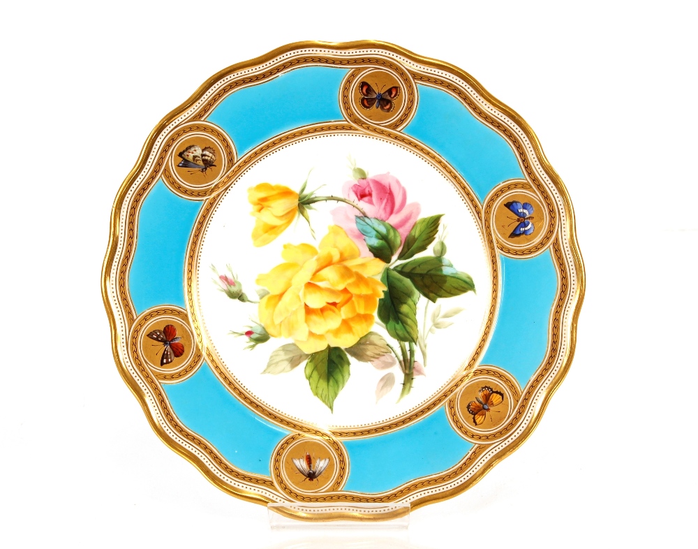 A 19th Century porcelain part dessert service, possibly by Minton, the central reserve decorated