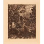 Samuel Palmer, "Christmas or Folding The last Sheep", etching old label information verso,