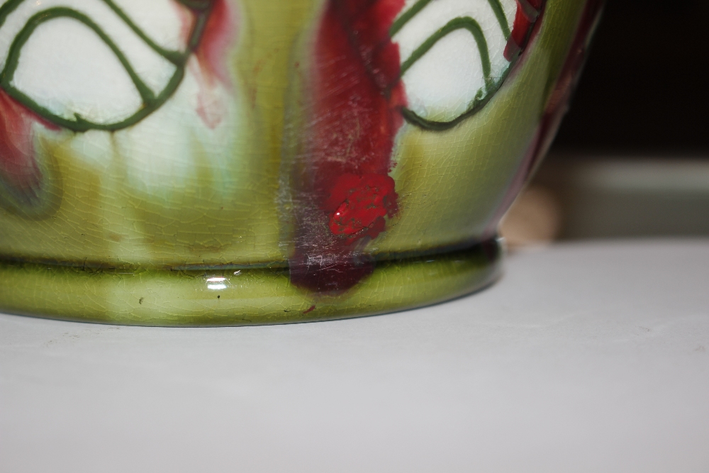A Minton Secessionist pottery vase, with a red ground body and piped stylised flowers, printed - Image 4 of 4