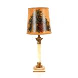 A decorative alabaster and bronze mounted table lamp