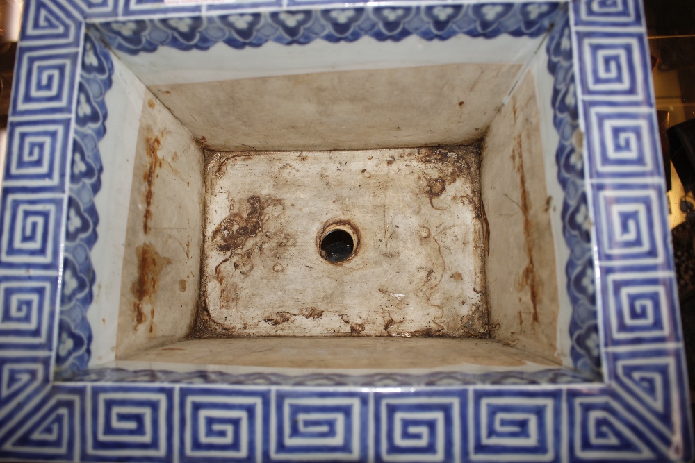 A large 19th Century Oriental blue and white rectangular cache pot, decorated with figures, - Image 5 of 17