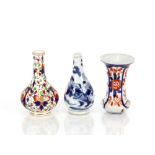 A 19th Century Derby bottle shaped vase, of small proportions, 10cm high; an Imari pattern vase of