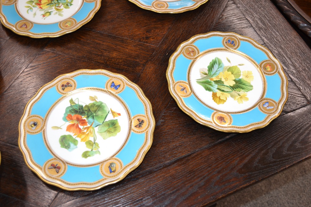 A 19th Century porcelain part dessert service, possibly by Minton, the central reserve decorated - Image 8 of 13