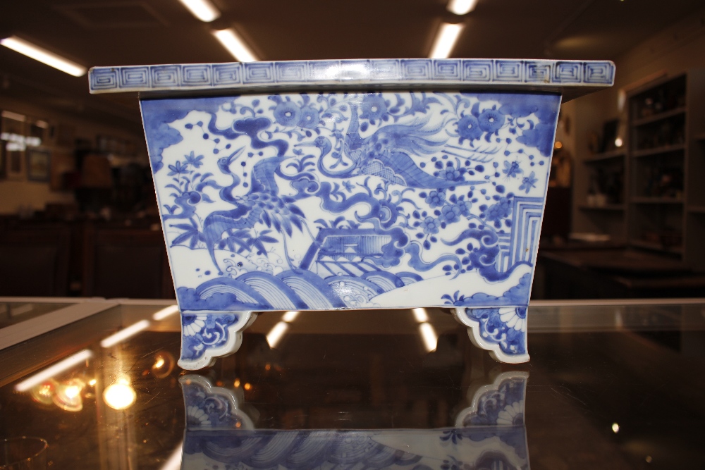 A large 19th Century Oriental blue and white rectangular cache pot, decorated with figures, - Image 12 of 17