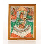 Four antique Ethiopian religious watercolours with