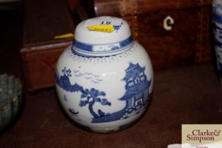 A Chinese blue and white ginger jar decorated with