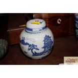 A Chinese blue and white ginger jar decorated with